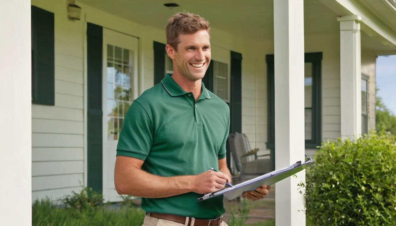 Friendly provider talking with a homeowner at the front door of a house in Detroit